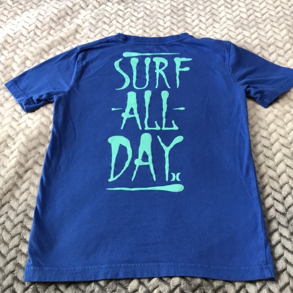 Hurley Boys Shirt, Colour is Blue with neon green words on it, Size is M - Picture 8 of 8